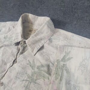 Guide‎ & Outfitter by Panama Jack Palm Print Shirt Beige Green Size L